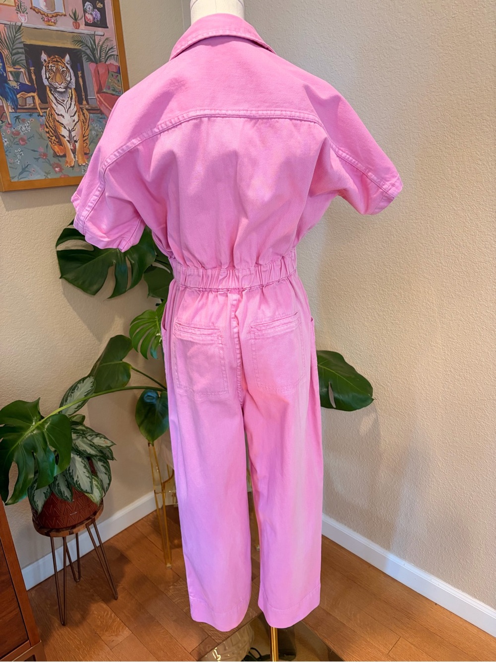 Miou Muse Pink Utility Jumpsuit with Tie Waist - Size Medium - Picture 6 of 11